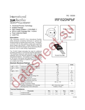 IRFI520NPBF datasheet  